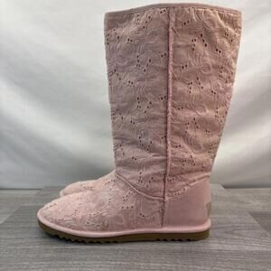 UGG Classic Tall Pink Eyelet Lace Boots Size 7